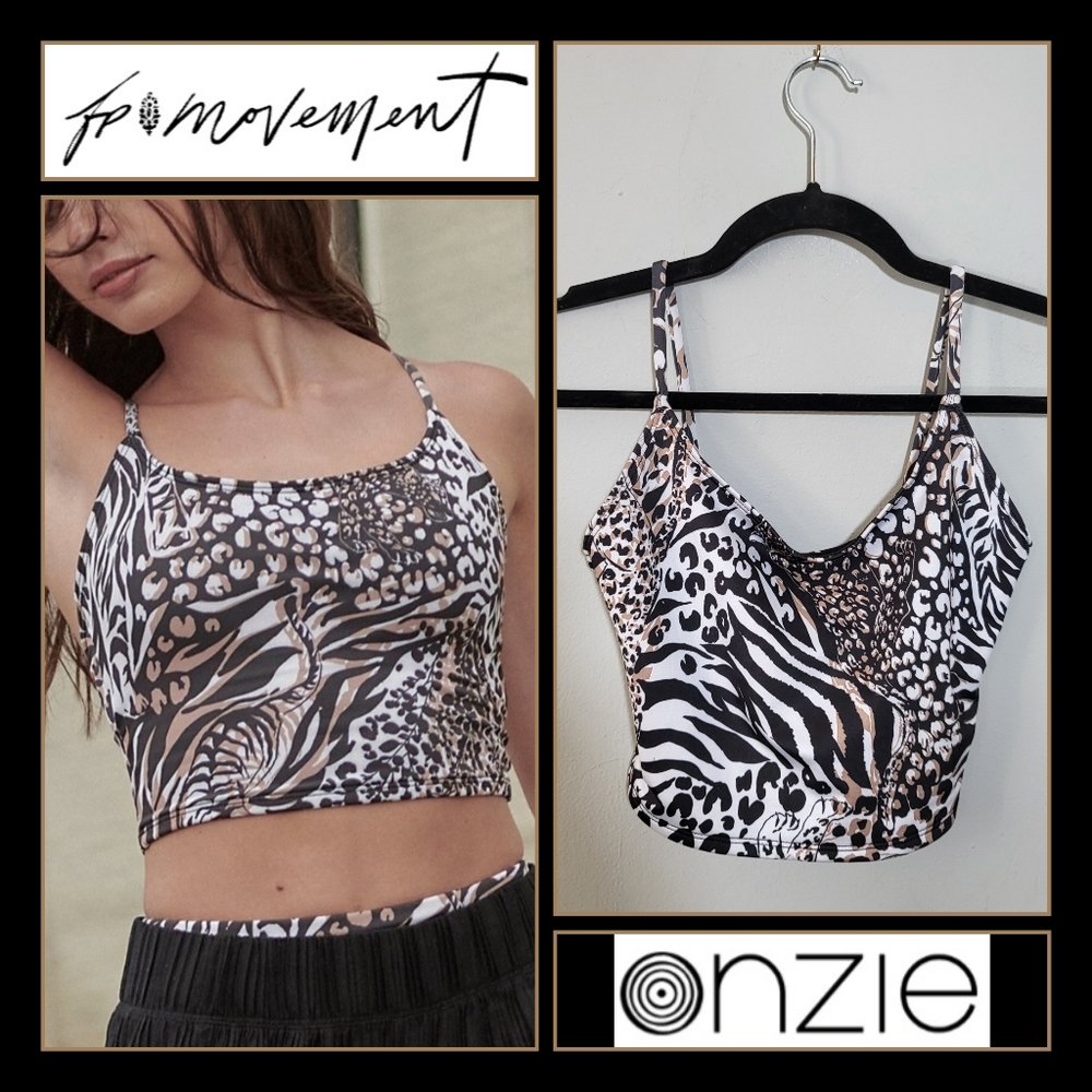 NWOT Free People x Onzie Animal Print Bella Crop Top Size Small (XS/S) Sport Bra